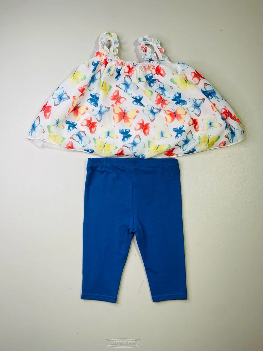 NWT Baby Starters 18 Months White Butterfly Print Top with Blue Leggings